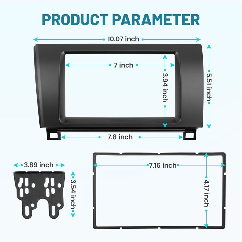 NuIth Matt Double DIN Radio Dash Kits for Toyota 2007-2013 Tundra/2008-2022 Sequoia, Double Din Mount Housing Bracket Installation Trim Bezel Kit Installation Aftermarket Stereo (Dash Kit) - Image 3